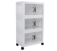 Hztyyier Armoire de Rangement en Plastique Empilable, Organisateur Pliable de Grande capacité pour Placard de Dortoir à la Maison, Conteneur de Rangement Essentiel avec roulettes pour L'organisation