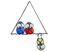 Hztyyier Attrape- Hibou, Décor de Tentures de Vitraux d'oiseaux Multicolores, 3 Hiboux S'allument à Travers des Ornements Suspendus de Fenêtre pour la Décoration de la Maison