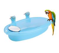 Hztyyier Bain d'oiseau, Baignoire pour Oiseaux avec Miroir Bleu et Jouet pour Cage ou volière