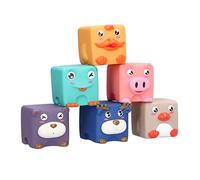 Hztyyier Blocs de Construction Souples Empilables pour Bébés - Blocs Souples à Motif de Dessin animé Mignon - Faciles à Presser pour une Meilleure Conscience Sensorielle, Lot de 6 et Matériau en (#12)