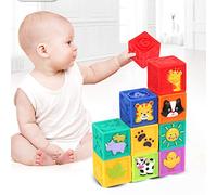 Hztyyier Blocs de Construction Souples pour Bébé, 9 Pièces, Jeu d'apprentissage des Nombres, Couleurs et Animaux pour Enfants