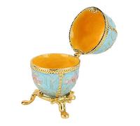 Hztyyier Boîte à Bijoux Œuf Fabergé, Style Vintage Émaillé Bleu Clair, 2 Pouces, Décoration