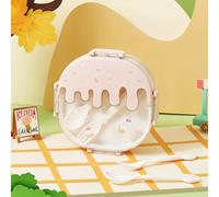 Hztyyier Boîte à Déjeuner pour Enfants, en Plastique avec Motifs de Glace, 3 Compartiments pour Collations et Déjeuner, Parfaite pour l'école et les Voyages (PINK)