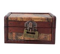 Hztyyier Boite en Bois avec Cadenas, Boîte à Bijoux Vintage avec Serrure, étui de Rangement pour Collier, 12 x 8 x 6,3 cm