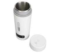 Hztyyier Bouilloire électrique Portative de Voyage en Acier Inoxydable, Anti-fuite, Réglable à 4 Températures, Tasse Chauffante pour Petite Voiture, Blanche, 12V