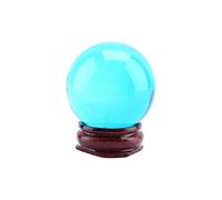 Hztyyier Boule de Cristal Bleu Royal Asiatique Rare Boule de Quartz de Guérison Naturelle avec Support en Bois pour la Méditation Divination Décor à la Maison 40mm Gifts