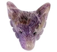 Hztyyier Collier Pendentif Tête de Loup en Quartz Naturel, Améthyste, Pierre Naturelle Sculptée, Matériaux Artisanaux pour Homme