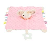 Hztyyier Couverture de sécurité pour bébé, Jolie Peluche en Forme de Souris Rose pour Lit de Chambre d'enfant avec Cloche et Anneau de Dentition, Adaptée aux Enfants de 0 Ans et Plus