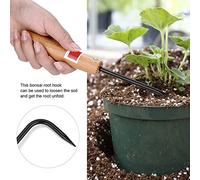 Hztyyier Crochet à Racines pour bonsaï avec Manche en Bois Outil de Jardinage en Fer et Hêtre de qualité Supérieure avec Manche en Bois Ergonomique pour Ameublir Le Sol et Déployer Les