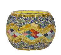 Hztyyier Décor de Pièce Maîtresse de Table de NoëlPorte-Bougies Chauffe-Plat en Verre Mosaïque Ornaments, Porte-Bougie Chauffe-Plat Décoratif pour la Saint-ValentinFête Ornaments