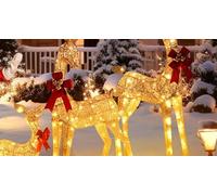 Hztyyier Décorations de Noël, Cour Extérieure Extérieur Décor de Noël Décorations de Vacances en Ruban Bowknot avec Fil de Métal pour Mparre (2)
