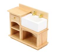 Hztyyier Doll House Miniature 1:12 Évier de Cuisine en Bois Mini Mini Modèle de Meubles pour la Décoration de la Maison de Poupée, évier écologique pour 1/12 Dollhouse (Table à Laver)