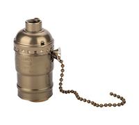 Hztyyier Douille de Lumière Vintage avec Support de Base de Lampe de Table de Bureau en Aluminium à Chaîne de Traction pour Ampoules E27 Standard (Bronze)