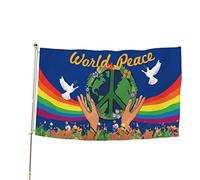 Hztyyier Drapeau de la Colombe Arc-en-Ciel Double imprimé Drapeau de la Paix pour la Décoration Extérieure avec Résistant aux Garden Decoration Other Garden Decoration Supplies