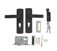 Hztyyier Ensemble de Poignées de Porte avec Cylindre à clé en Acier au Manganèse Noir Mat pour Lit, Bain, Maison, Bureau, Cuisine