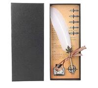 Hztyyier Ensemble de stylo plume antique, écriture rétro en métal avec 5 plumes acier inoxydable et bo?te pour fournitures scolaires