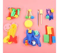 Hztyyier Ensemble de Tampons éponge d'art pour Enfants de 30 Pièces, Outils de Peinture avec Pinceaux en Mousse pour l'éducation Précoce, 2 à 6 Ans, Développement Créatif et motricité Fine