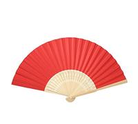 Hztyyier Eventail en Papier, Éventail Pliant Portable Côtes de Bambou Couleurs Variées pour Peinture Calligraphie Décoration Fête Bricolage (rouge)
