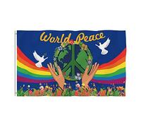 Hztyyier Grandes Bannières en Polyester Imprimées Doubles Résistantes à la Décoloration du Drapeau de la Paix Mondiale pour la Décoration Extérieure Other Garden Decoration Supplies