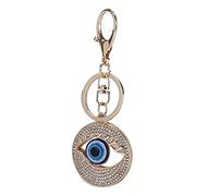 Hztyyier Hamsa Main Mauvais œil Amulette Strass Porte-clés Bleu Turc Mauvais œil Pendentif pour Bonne Chance Bijoux Sac DécorationPorte-clés Mauvais œil Crafts