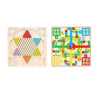 Hztyyier Jeu de Dames en Bois Dames Chinoises en Bois colorées Western Publishing Lisse Avion d'échecs Jeu de société Familial Puzzles, Jigsaw Puzzles, DIY Educational Toys