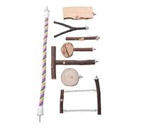 Hztyyier Jouets à Mâcher Balançoire pour Oiseaux, Ensemble de Jeu pour Perroquets en Bois de Pommier avec Perche Pivotante et Jouets d'escalade, pour Perroquets de Petite, Moyenne et