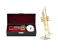 Hztyyier Miniature Trompette Réplique Instrument de Musique Delicated Mini Instrument Plaqué avec Étui Gifts