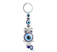 Hztyyier Oeil du Mal Bleu Hibou Porte-clés Porte-clés Tenture Murale Ornement Turc amulette en Verre Charme Pendentif bénédiction Crafts Crafts