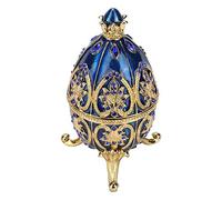 Hztyyier Oeuf de Pâques émaillé, organisateur bijoux forme œuf vintage, décoration boîte rangement pour collier bague