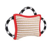 Hztyyier Oreiller de Morsure de Dressage de Chien en Jute Résistant aux Déchirures avec 3 Poignées pour Un Jeu Interactif et des Exercices de Mastication (Rouge)