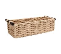Hztyyier Panier de Rangement en Corde de Papier, Panier tissé à la Main, Bac de Rangement Décoratif avec Poignées en Bois Robustes pour Salle de Bain et Salon (Couleur du bois)