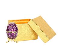 Hztyyier Peint à la Main émaillé Vintage Fabergé Oeuf Style décoratif Bijoux Organisateur pour la décoration intérieure(Violet) Oeuf Fabergé Ornaments Ornaments
