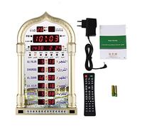 Hztyyier Pendule Murale, Horloge Islamique avec Azan et Calendrier pour Mosquée et Prière