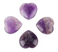 Hztyyier Pierres Précieuses en Forme de Cœur, Améthyste et Œil de Tigre, Cristal Naturel, Ornements, 4 Pièces