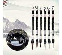 Hztyyier Pinceau à Dessin Sumi Japonais pour Etudiants Débutants6Pcs Pinceaux de Calligraphie Chinoise Office Supplies, Caligraphie ChinoisePinceau Aquarelle Kanji Office Supplies