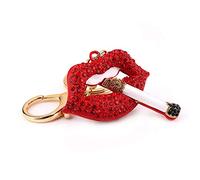 Hztyyier Porte-clés en Cristal, Pendentif Lèvres Sexy Fumeur avec Breloque pour Sac à Main Femme