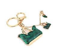 Hztyyier Porte-clés pour Sac à Main avec Gland et Cristal, Pendentif Talon Haut, Vert
