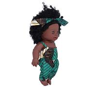 Hztyyier Poupée bébé Africaine Reborn avec Peau Noire et Cheveux Bouclés, Poupée de 30 Cm pour Jouet pour Enfants (#12)