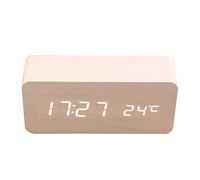Hztyyier Réveil numérique LED, Horloge multifonctionnelle avec Affichage de température et Port USB en Bois pour Enfants à la Maison