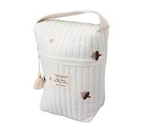 Hztyyier Sac à Couches Mignon brodé matelassé, Sac à Fermeture éclair pour Poussette pour Lingettes de Bouteille, Sucettes pour Les Achats en Plein Air (Pomme de pin)