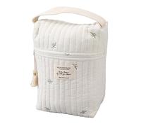 Hztyyier Sac à Couches Mignon brodé matelassé, Sac à Fermeture éclair pour Poussette pour Lingettes de Bouteille, Sucettes pour Les Achats en Plein Air (Feuilles)