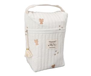 Hztyyier Sac à Couches Mignon brodé matelassé, Sac à Fermeture éclair pour Poussette pour Lingettes de Bouteille, Sucettes pour Les Achats en Plein Air (Ours)