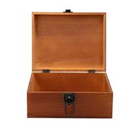 Hztyyier Stash Box en Bois avec Serrure et Clé, Boîte à Trésor Vintage pour le Rangement de Cadeaux et Fournitures Scolaires, 21,5 x 14 x 9,5 cm