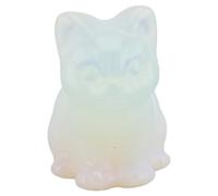 Hztyyier Statue en Cristal de Chat Porte-Bonheur, Décoration en Pierre Précieuse, Sculpture Sculptée à la Main pour la Chance et la Sagesse, Décoration en Pierre Naturelle Adaptée à