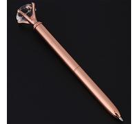Hztyyier Stylo à bille cristal, plume rétractable métal rose doré pour fournitures scolaires et bureau