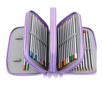 Hztyyier Trousse à Crayons Grande capacité, étui de Rangement Scolaire 72 Fentes avec poignée et Sangle Violette pour Organisation Portable