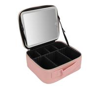 Hztyyier Trousse de Maquillage LED Polyvalente, étui élégant éclairé avec Miroir à luminosité Réglable, Parfait pour Les Voyages, Chargement USB Type C (Pink)