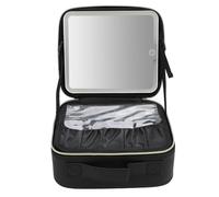 Hztyyier Trousse de Maquillage LED Polyvalente, étui élégant éclairé avec Miroir à luminosité Réglable, Parfait pour Les Voyages, Chargement USB Type C (Black)
