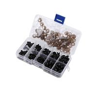 Hztyyier Yeux en Plastique Noir pour Poupées et Marionnettes, 6-12 mm, 100 Pièces avec Joint