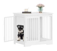 Hzuaneri 69 cm Cage pour Chiens, Table d’Appoint, Niche Moderne pour Chiens, Cage pour Chiots, Maisonnette pour Animaux, 2 Portes, 69 × 49 × 64,5 cm, Blanc DFC84313W